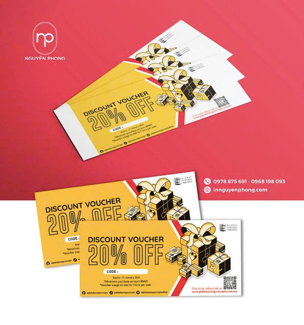 Voucher quà tặng với hình ảnh hấp dẫn thu hút khách hàng 
